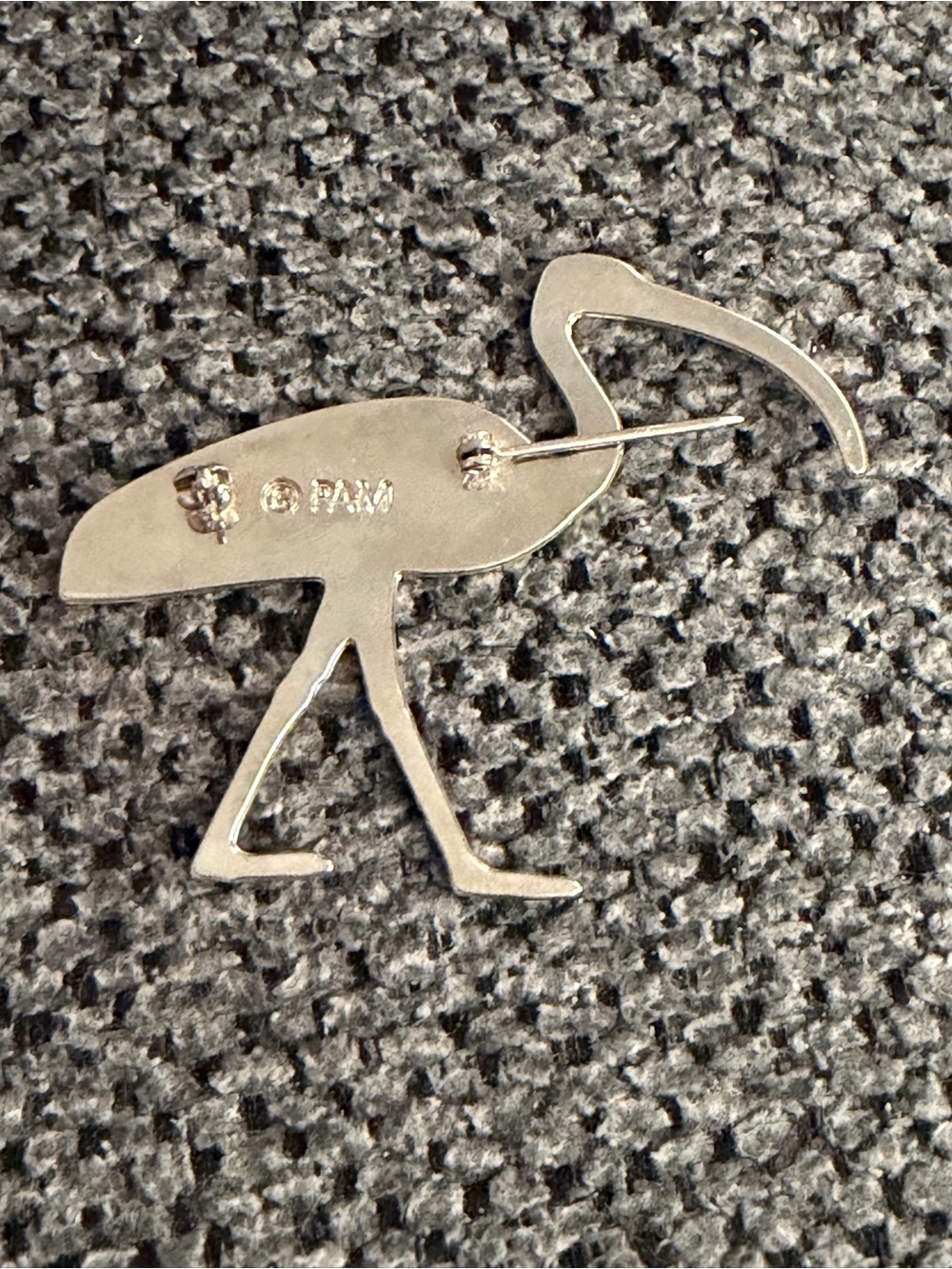 Silver and Black Ibis Bird Brooch Pin - Picture 3 of 4